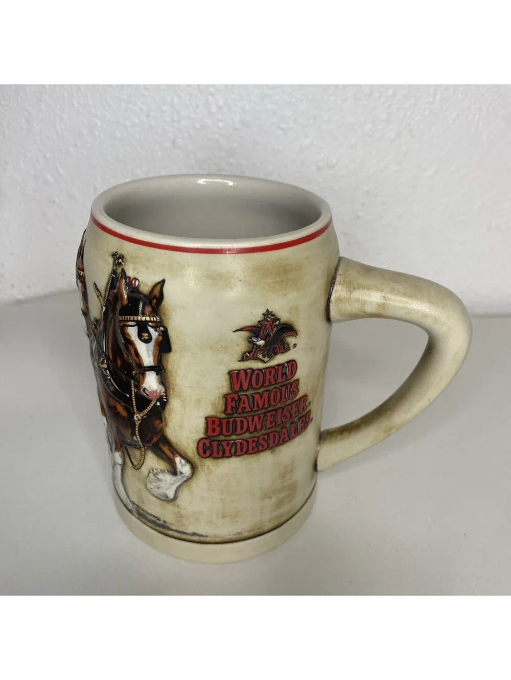 Budweiser Vintage Clydesdales Stein Anheuser-Busch Ceramarte,2 Mugs Excellent
